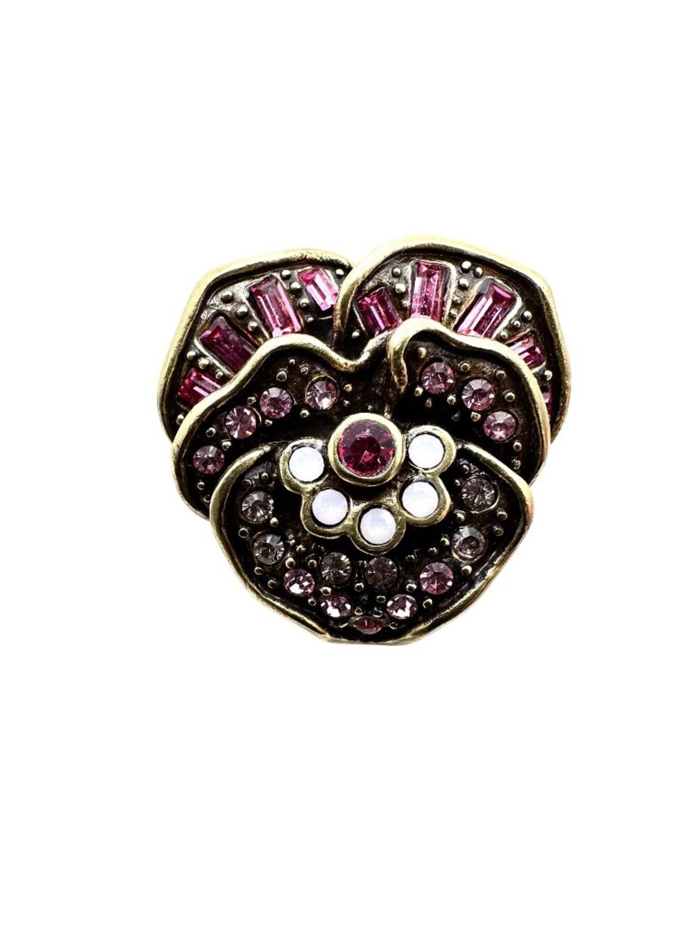 Heidi Daus Ring Light Dark Purple Crystal Pansy Flower Bronze Size 6